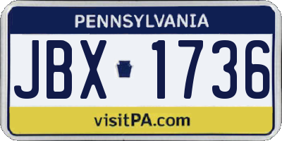 PA license plate JBX1736