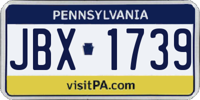 PA license plate JBX1739