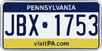 PA license plate JBX1753
