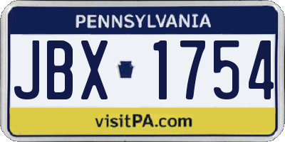 PA license plate JBX1754