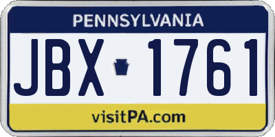 PA license plate JBX1761