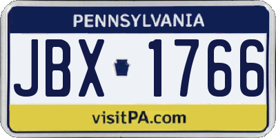 PA license plate JBX1766