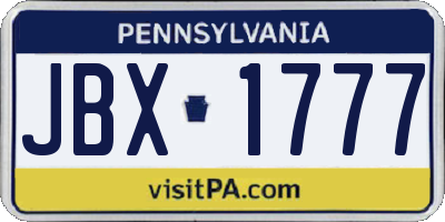 PA license plate JBX1777