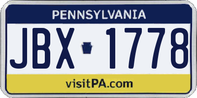 PA license plate JBX1778