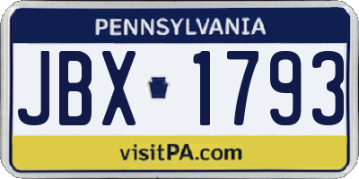 PA license plate JBX1793