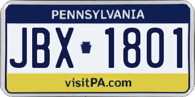 PA license plate JBX1801