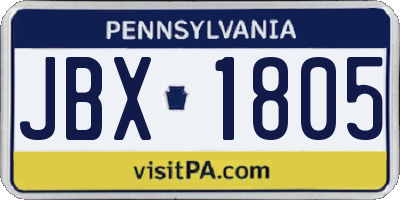 PA license plate JBX1805