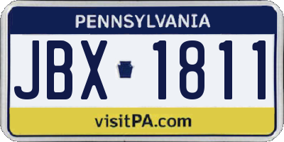 PA license plate JBX1811