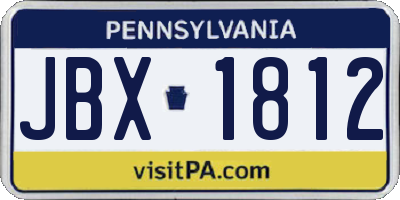 PA license plate JBX1812