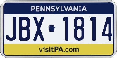PA license plate JBX1814
