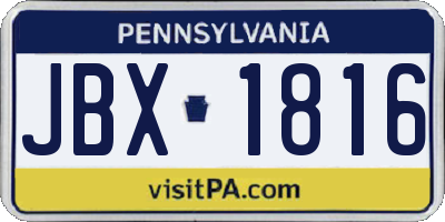 PA license plate JBX1816