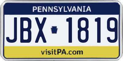 PA license plate JBX1819