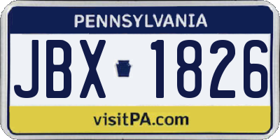 PA license plate JBX1826