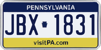 PA license plate JBX1831