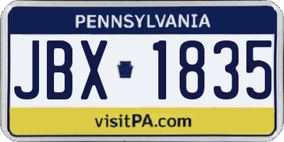 PA license plate JBX1835