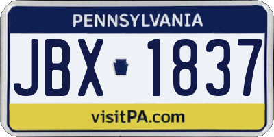PA license plate JBX1837