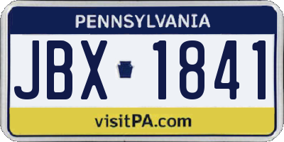 PA license plate JBX1841