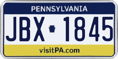 PA license plate JBX1845