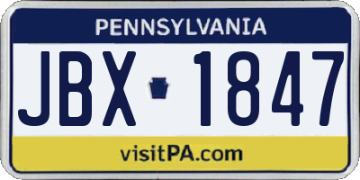 PA license plate JBX1847