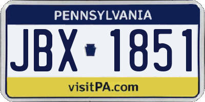 PA license plate JBX1851