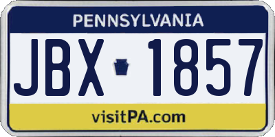 PA license plate JBX1857