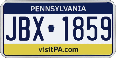 PA license plate JBX1859