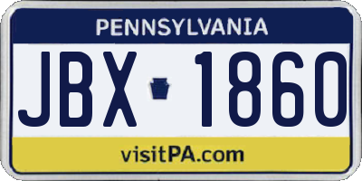 PA license plate JBX1860
