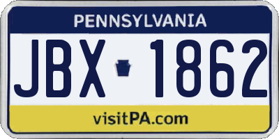 PA license plate JBX1862