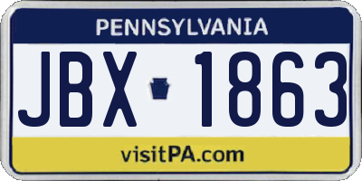 PA license plate JBX1863