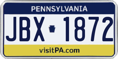 PA license plate JBX1872