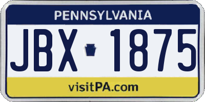 PA license plate JBX1875