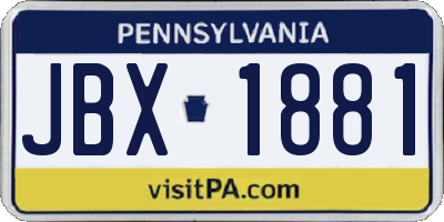 PA license plate JBX1881