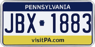 PA license plate JBX1883