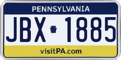PA license plate JBX1885