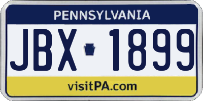 PA license plate JBX1899