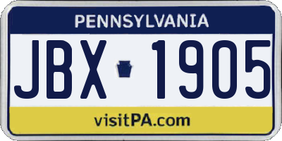 PA license plate JBX1905