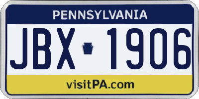 PA license plate JBX1906