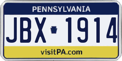 PA license plate JBX1914