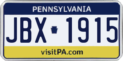 PA license plate JBX1915