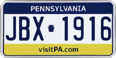 PA license plate JBX1916