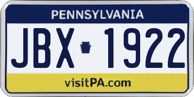 PA license plate JBX1922