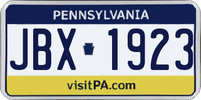 PA license plate JBX1923