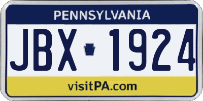 PA license plate JBX1924