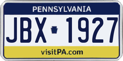PA license plate JBX1927