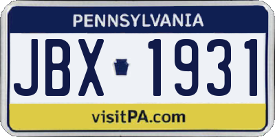 PA license plate JBX1931