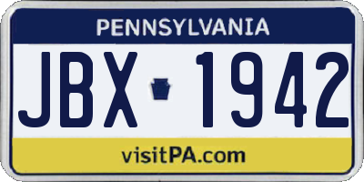 PA license plate JBX1942