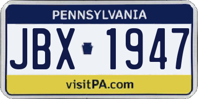 PA license plate JBX1947
