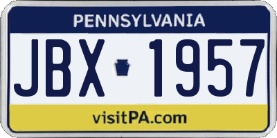 PA license plate JBX1957