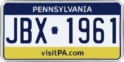 PA license plate JBX1961