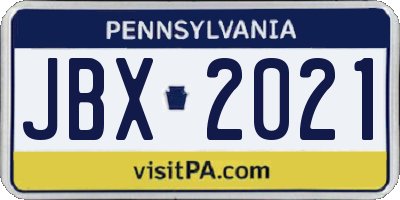 PA license plate JBX2021